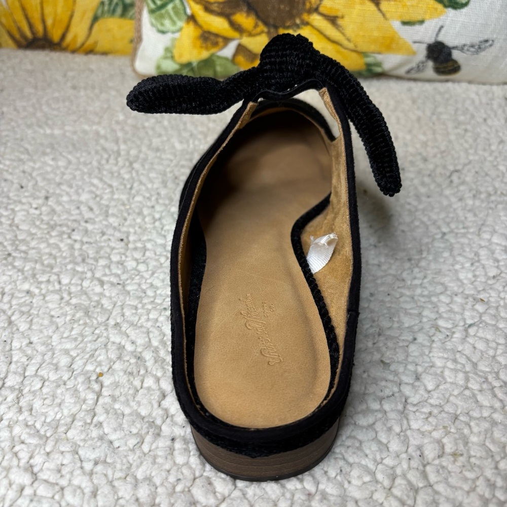 Black Chenille Bow Mary Jane Clog Shoes Size 10 NWOB - Picture 5 of 10